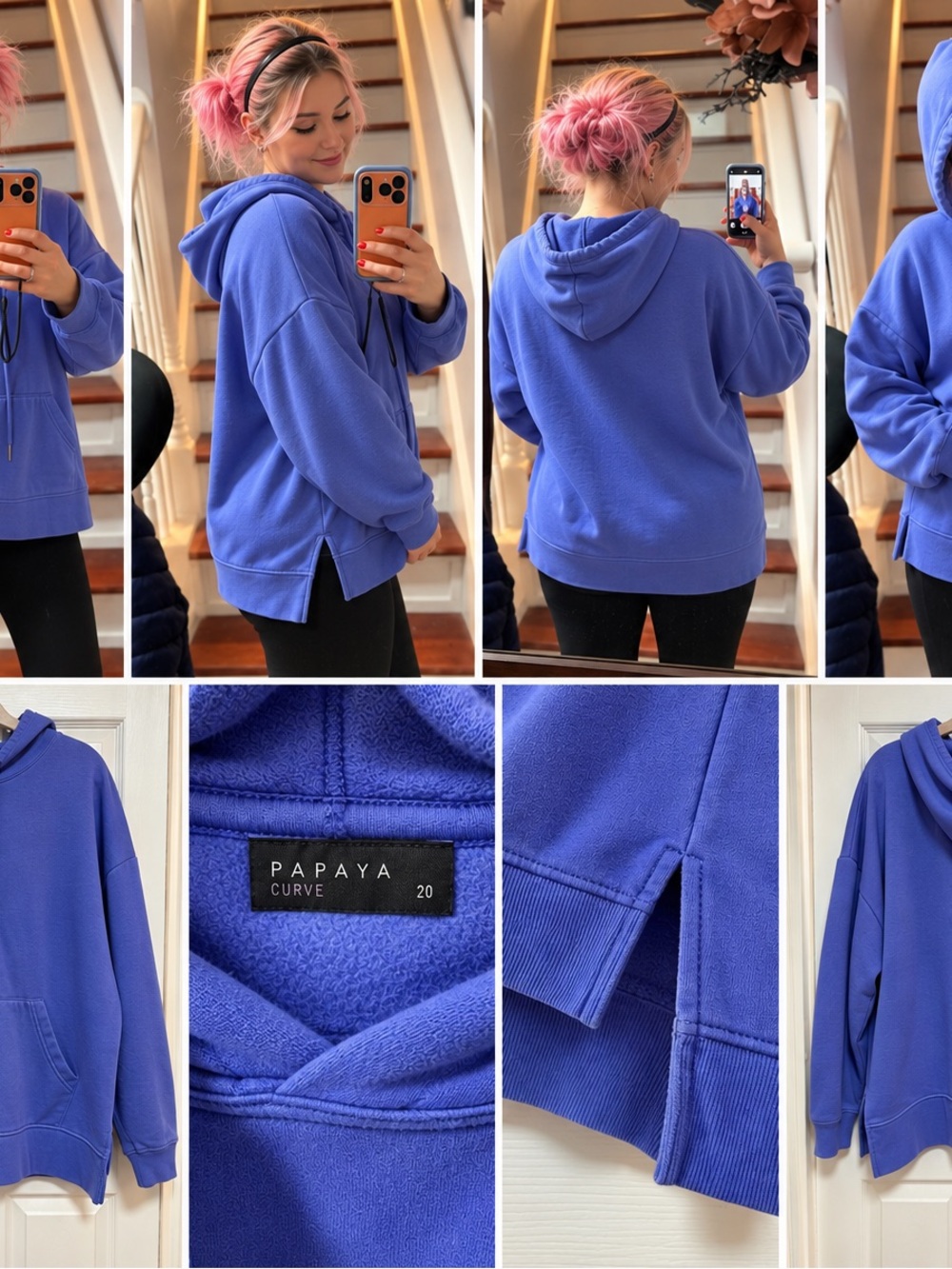 Papaya Periwinkle Blue Fleece-Lined Hoodie